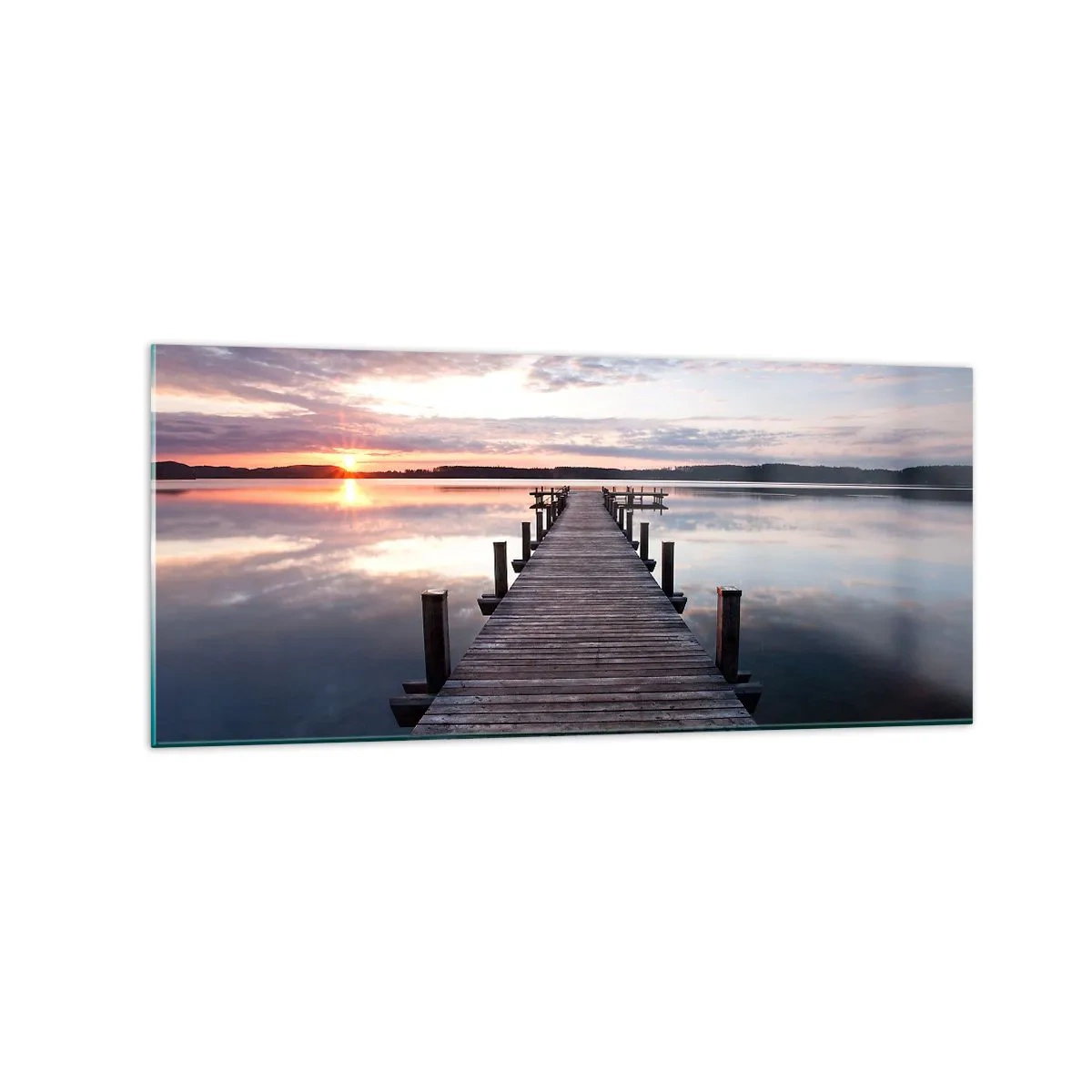 Schilderen op glas - Een rustige grens tussen dag en nacht - 120x50 cm