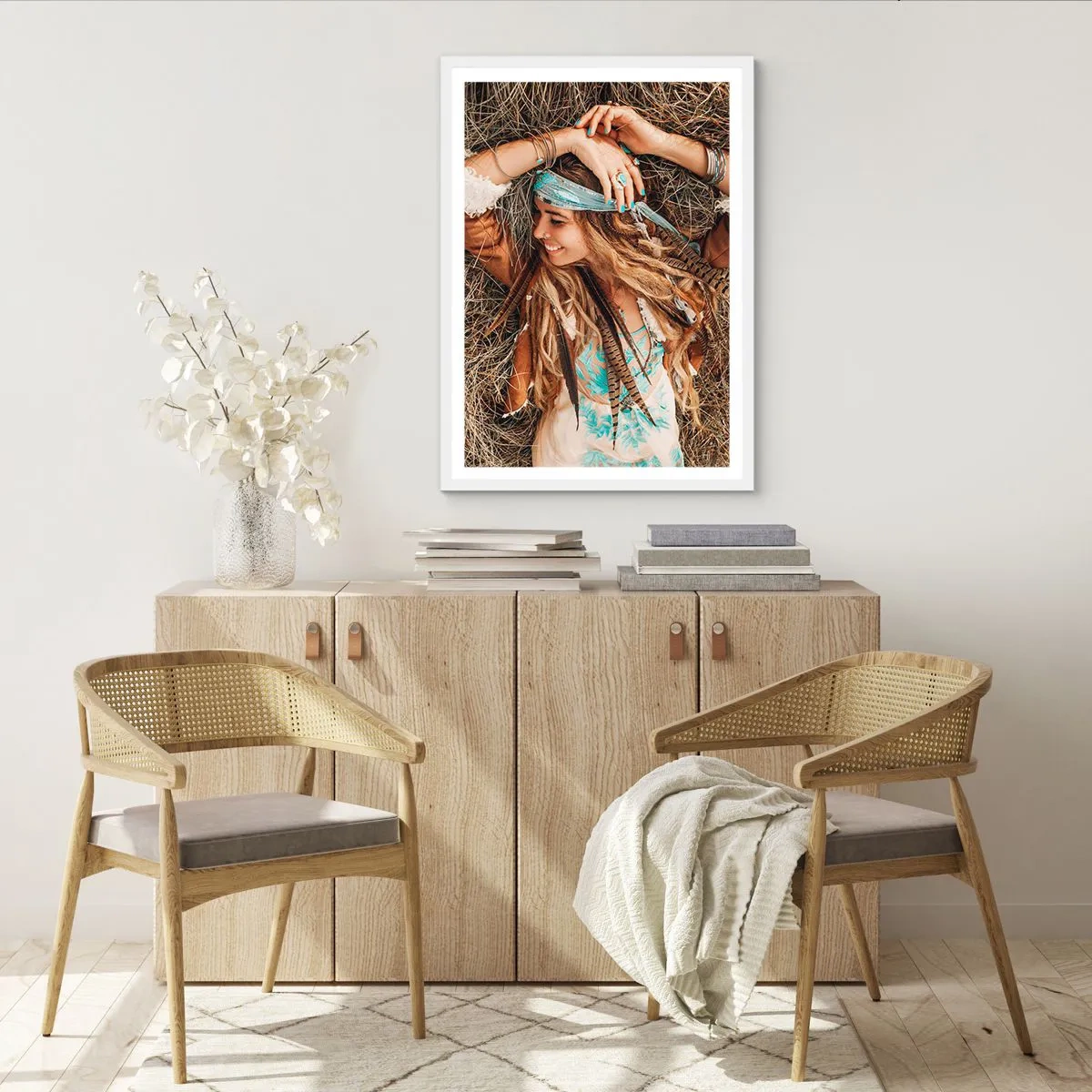 Poster in een witte lijst - Op weg naar de zomer van de liefde - 70x100 cm