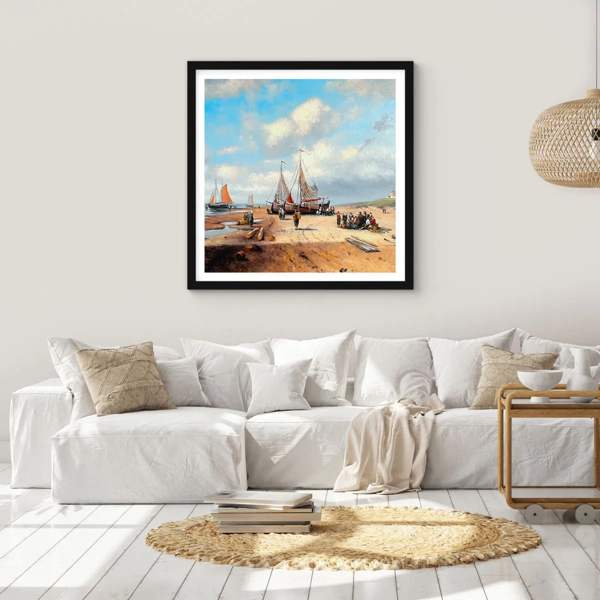 Poster in een zwarte lijst - Na een geslaagde vangst - 50x50 cm