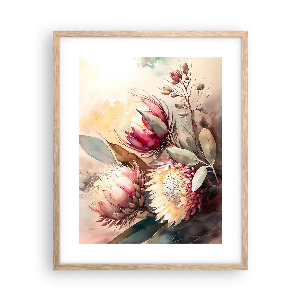 Een poster in een licht eiken lijst - In profiel en en face - 40x50 cm