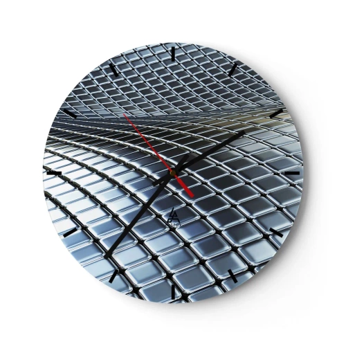 Wandklok - Klok - Metallic zilveren golf - 40x40 cm