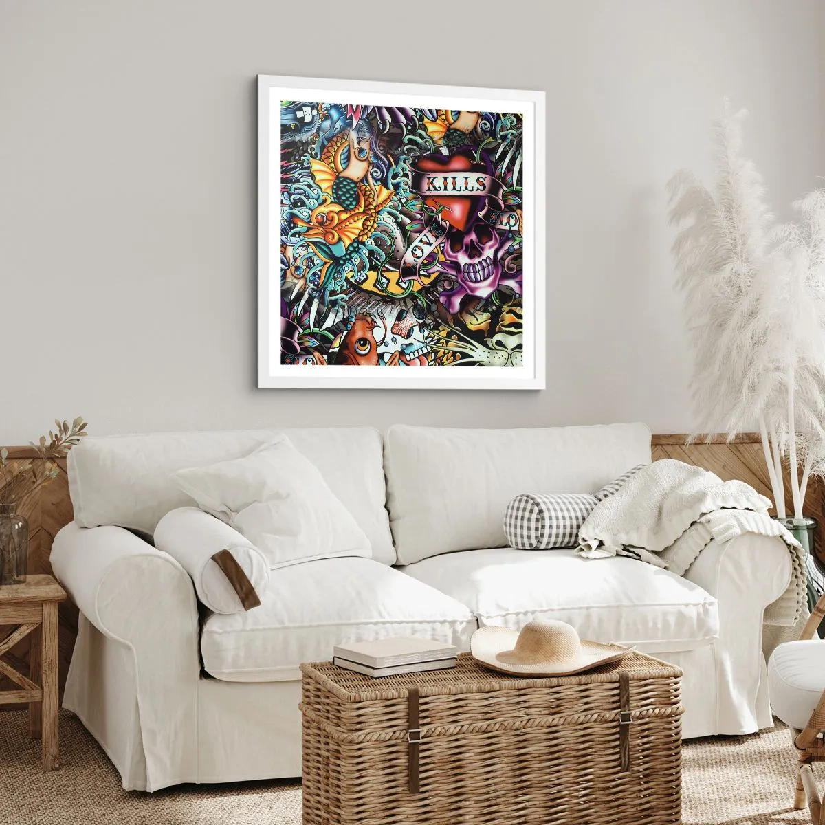 Poster in een witte lijst - De droom van de tatoeëerder - 40x40 cm