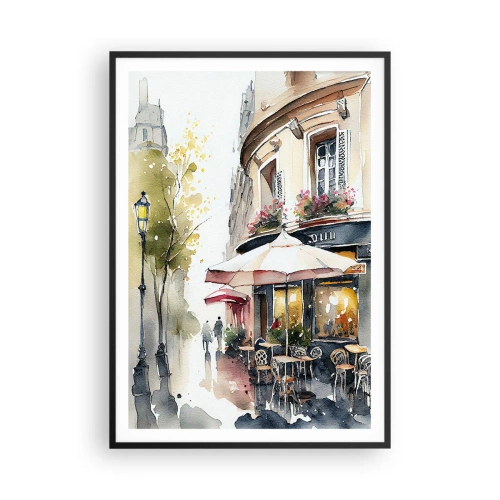 Poster in een zwarte lijst - Parijse ochtend - 70x100 cm