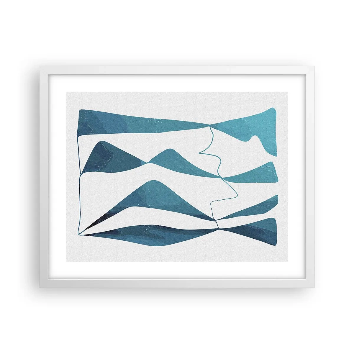 Poster in een witte lijst - Abstractie: turquoise verbinding - 50x40 cm