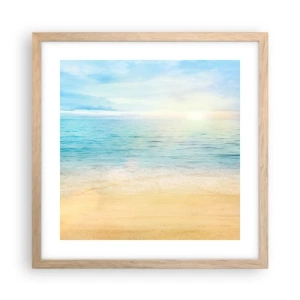 Een poster in een licht eiken lijst - Groot blauw - 40x40 cm