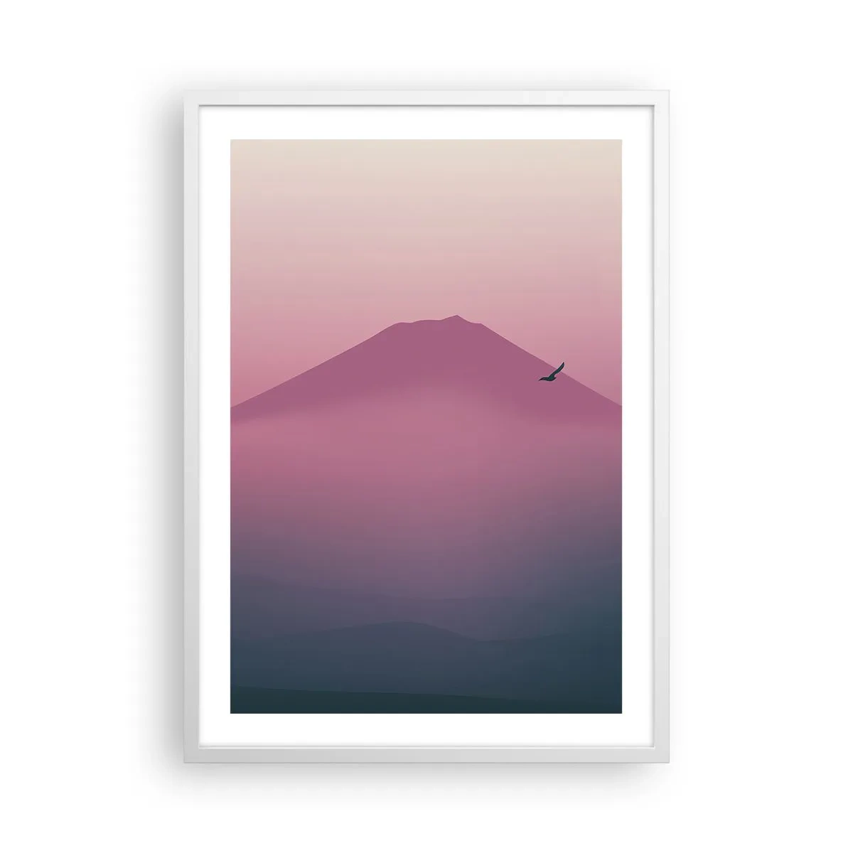 Poster in een witte lijst - Wandelaars boven de wolken - 50x70 cm