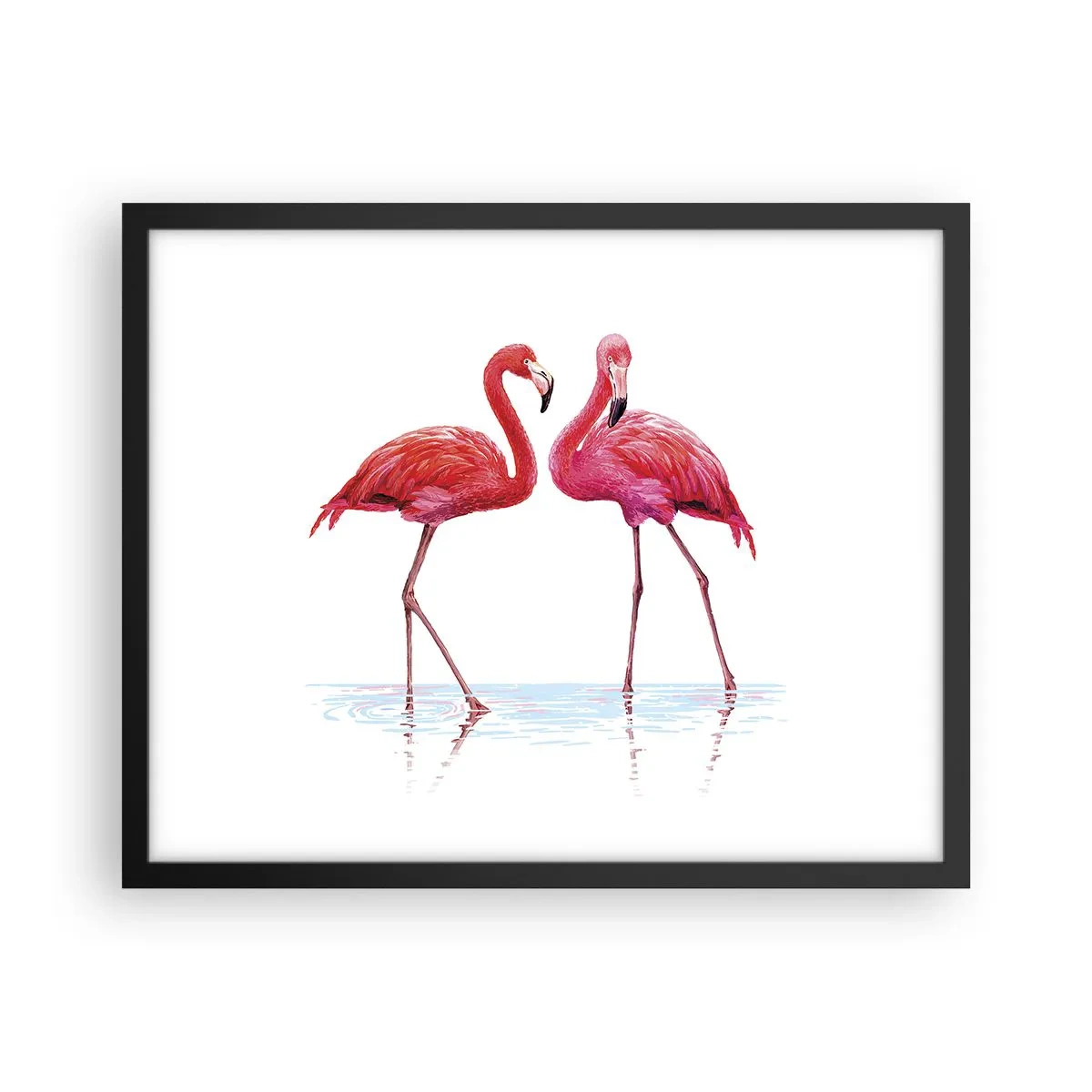 Poster in een zwarte lijst - Roze randez-vous - 50x40 cm