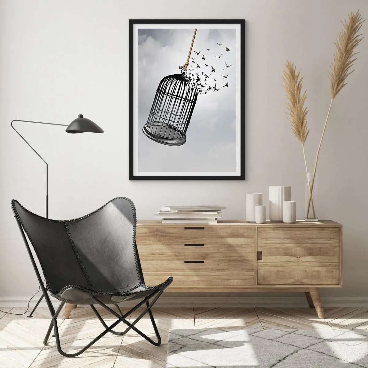 Poster in een zwarte lijst - Geloof ... Hoop ... Vrijheid! - 30x40 cm