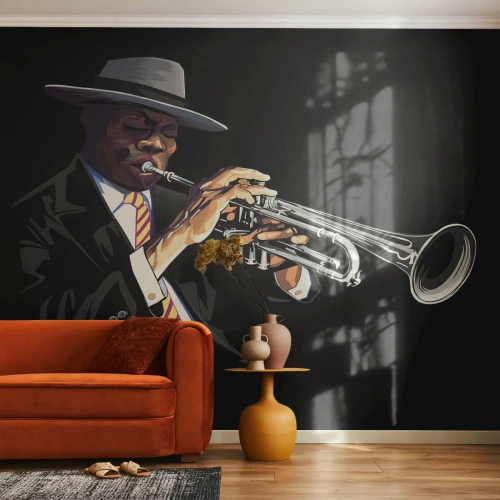 Fotobehang op maat Premium Sand - Charme van oude school - Muziek, Jazz, Trompet