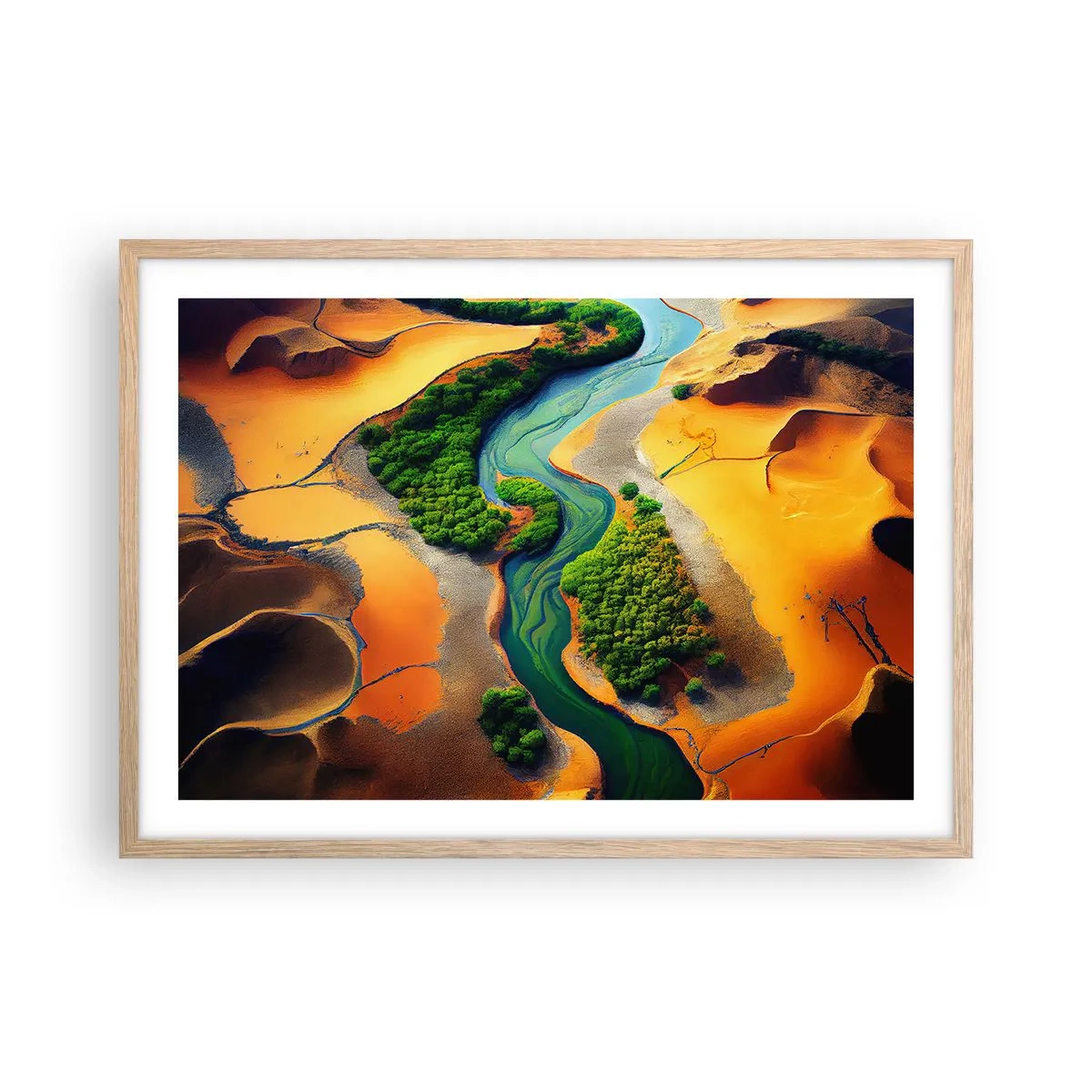 Een poster in een licht eiken lijst - Levengevende rivier - 70x50 cm