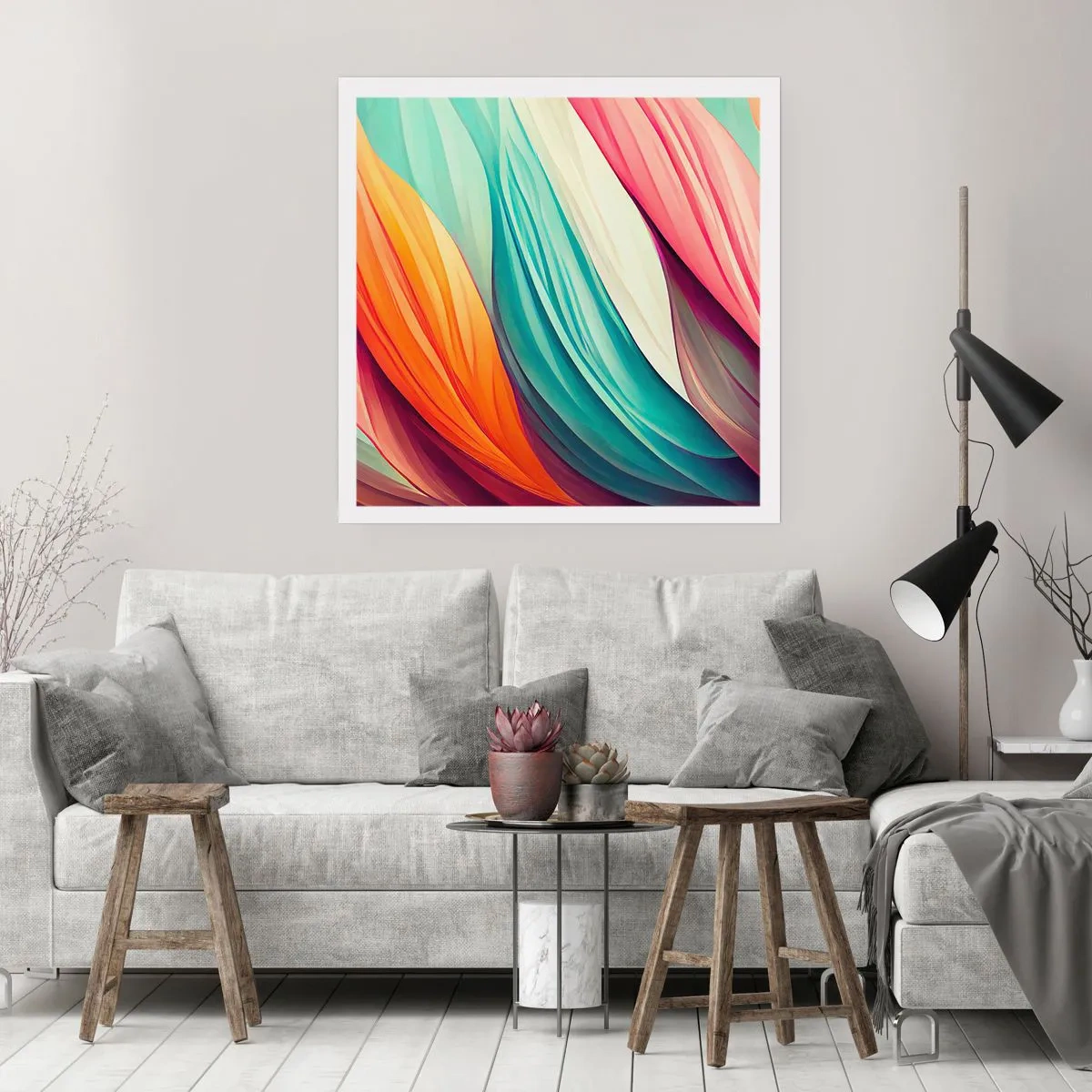 Poster - Regenboog geweven - 30x30 cm