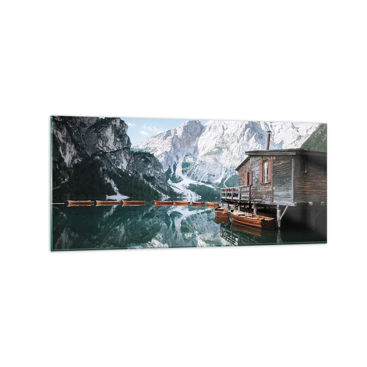 Schilderen op glas - Een kristalheldere bergochtend - 120x50 cm