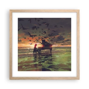 Een poster in een licht eiken lijst - Concert voor piano en golven - 40x40 cm