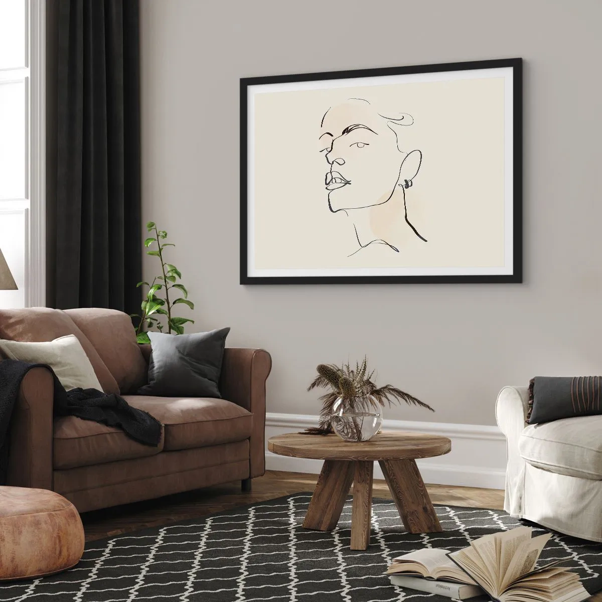 Poster in een zwarte lijst - Een trotse blik - 70x50 cm