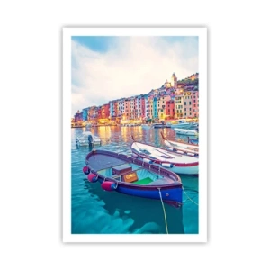 Poster - Kleurrijke avond in de haven - 61x91 cm