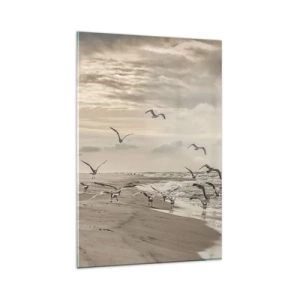 Schilderen op glas - Het geluid van de zee, het zingen van vogels - 80x120 cm