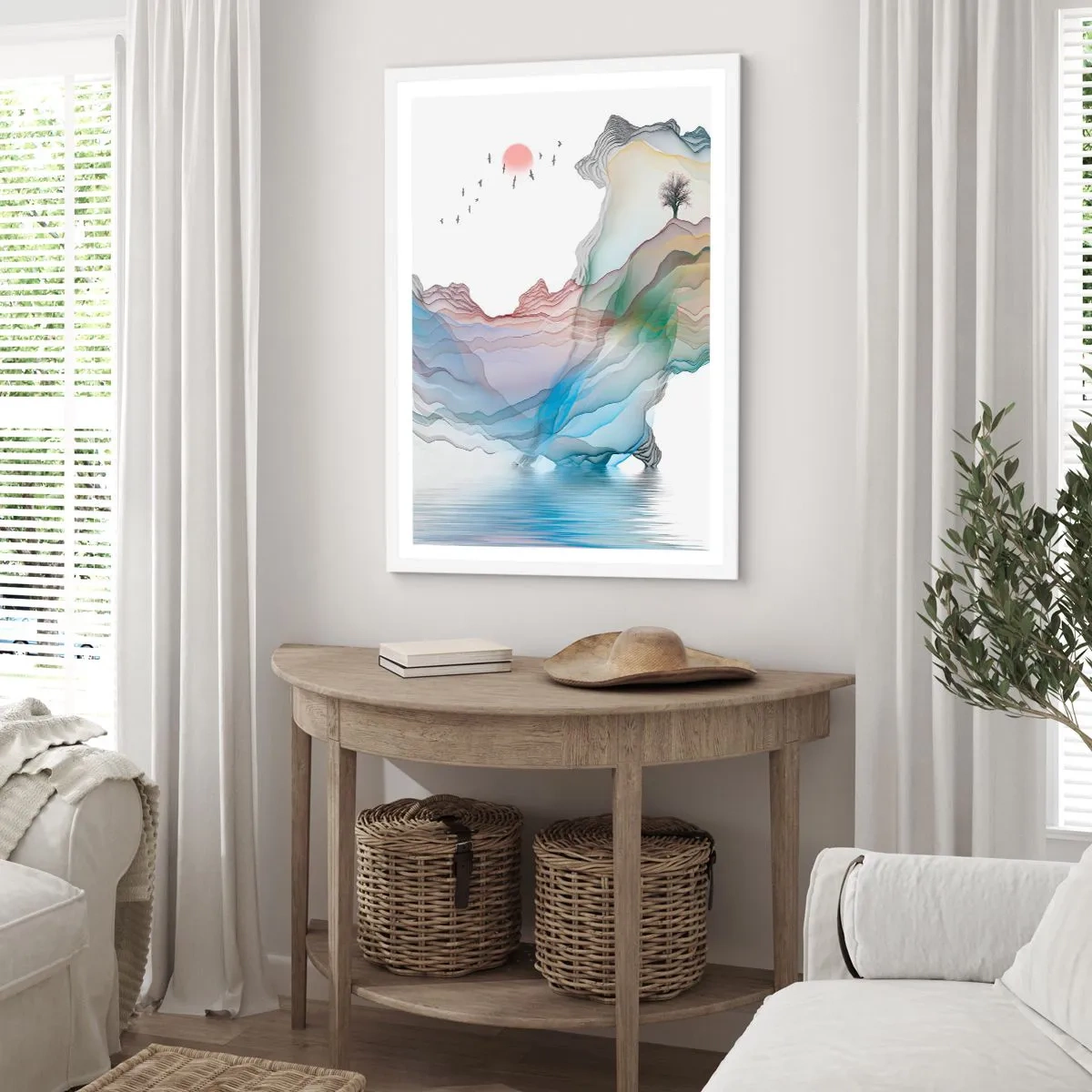 Poster in een witte lijst - Op weg naar de kristallen bergen - 70x100 cm