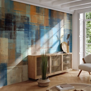 Fotobehang Standard Eco - Door de blauwe sluier - Abstractie, Deel, Verf - 500x350 cm