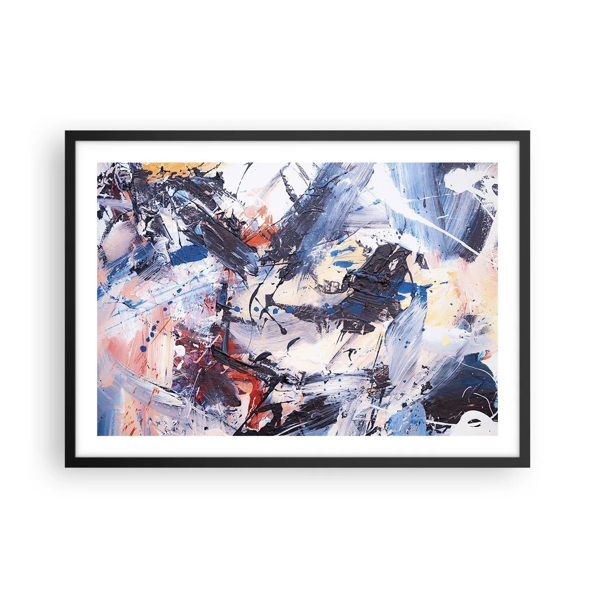 Poster in een zwarte lijst - Gekke dans van abstractie - 70x50 cm