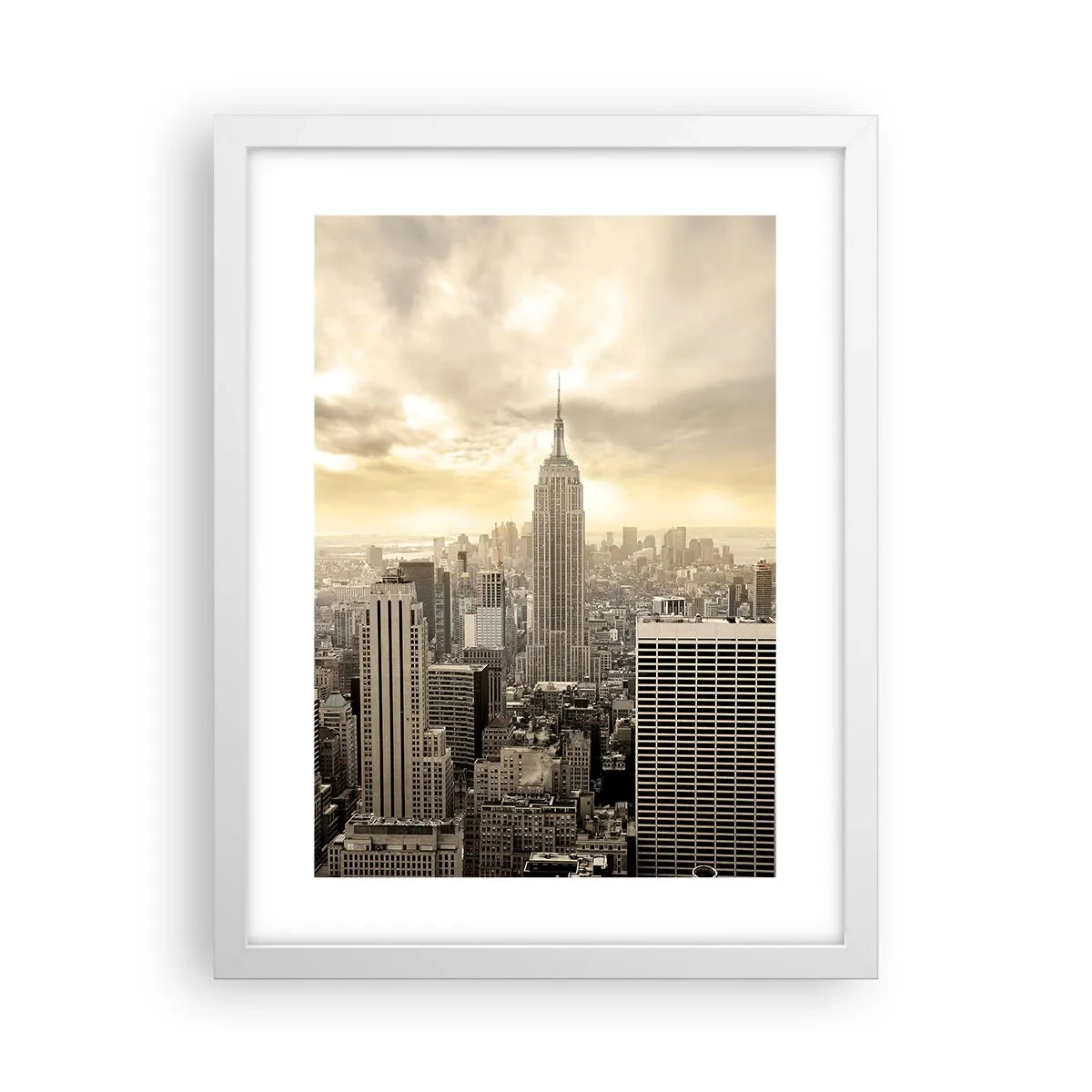 Poster in een witte lijst - New York geweven van grijs - 30x40 cm