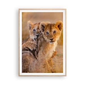 Een poster in een licht eiken lijst - Niet storen! We hebben plezier - 70x100 cm