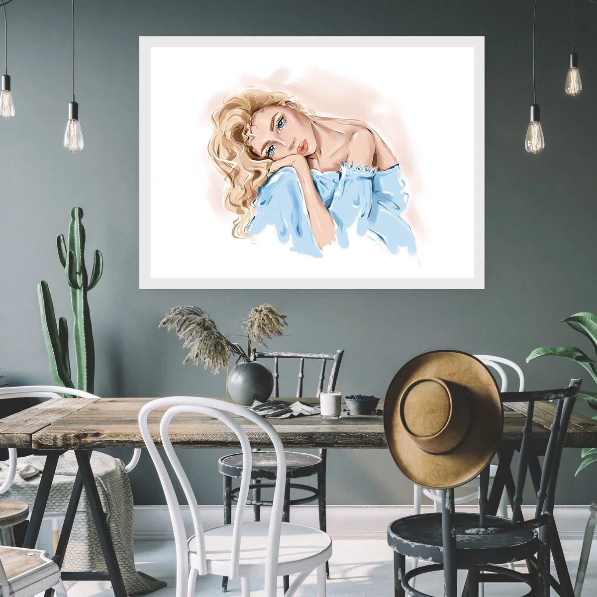 Poster - Dromerig in het blauw - 50x40 cm