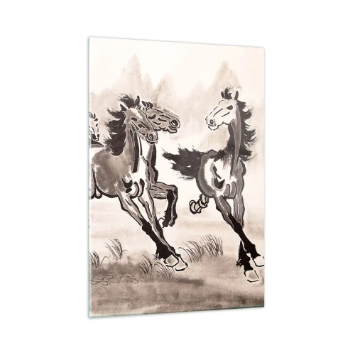 Schilderen op glas - In een vrolijke galop - 50x70 cm