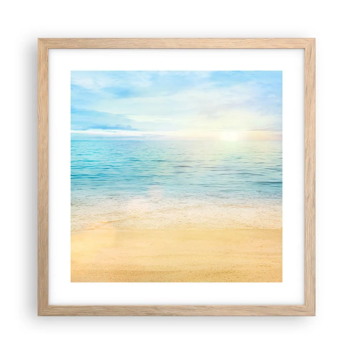 Een poster in een licht eiken lijst - Groot blauw - 40x40 cm