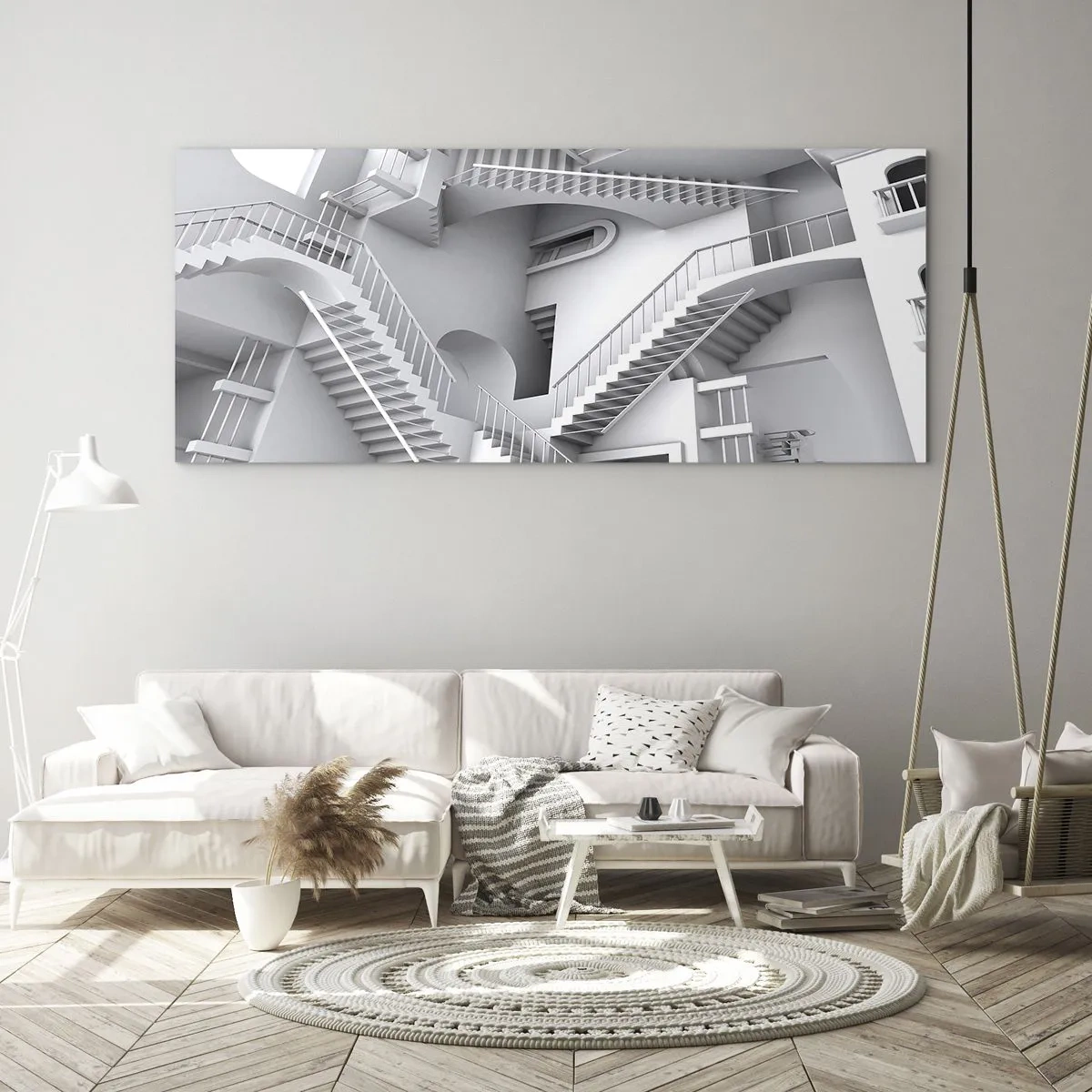 Schilderen op glas - De paradoxen van de ruimte - 120x50 cm