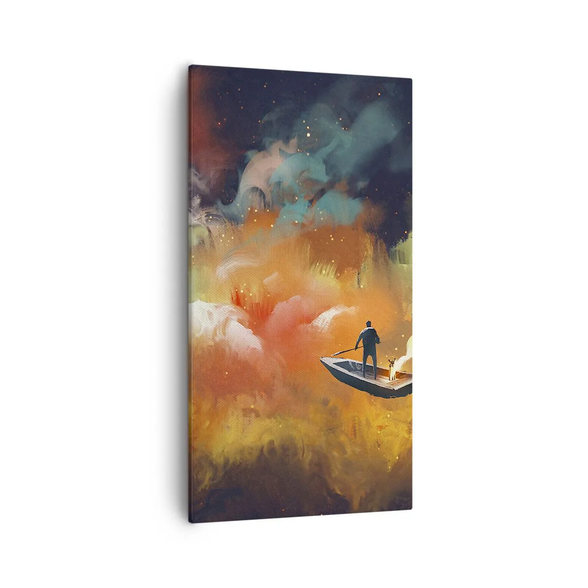 Schilderen op canvas - Met de boot door de sterrenstelsel - 55x100 cm