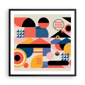 Poster in een zwarte lijst - Compositie: speel rond - 60x60 cm