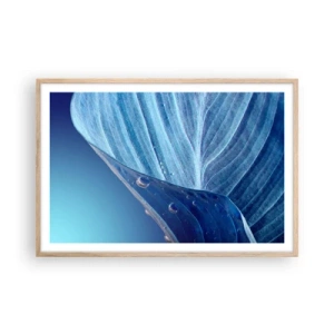 Een poster in een licht eiken lijst - Verborgen druppels blauw - 91x61 cm