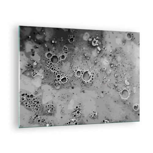 Schilderen op glas - Een abstract patroon dat lijkt op het oppervlak van de maan in grijstinten. - 70x50cm - Als een maanlandschap - Moderne wanddecoratie voor woonkamer en slaapkamer ARTTOR