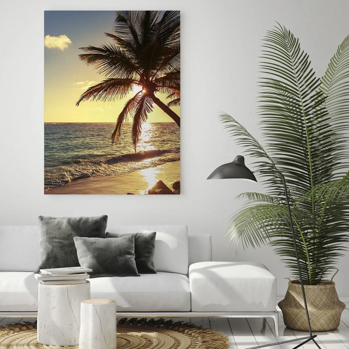 Schilderen op glas - Zomer onder de palmbomen - 70x100 cm
