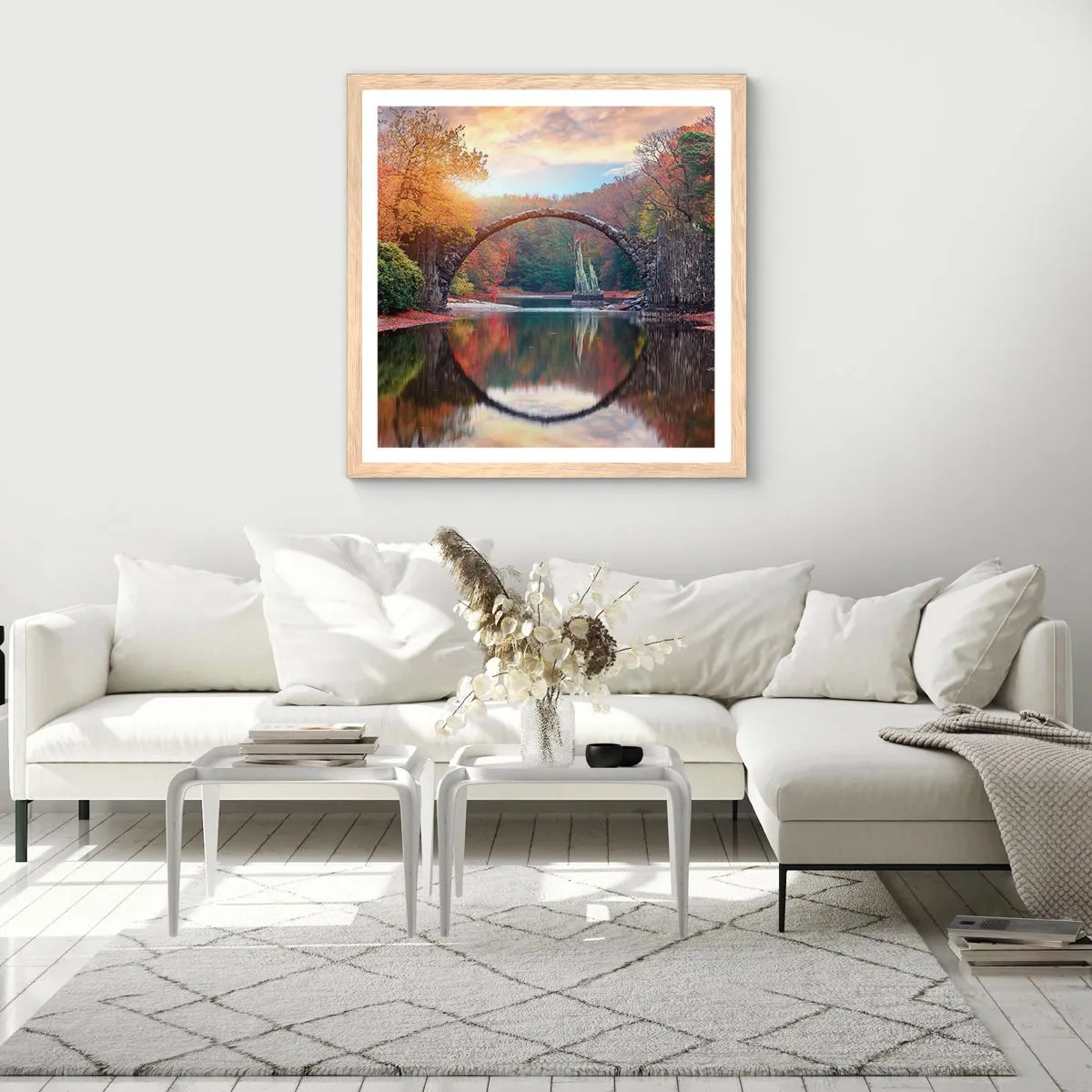 Een poster in een licht eiken lijst - Aan de andere kant van de spiegel - 40x40 cm