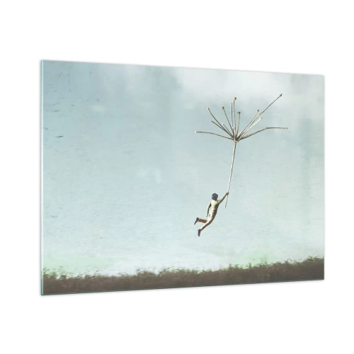 Schilderen op glas - Vliegers, paardebloemen, wind - 100x70 cm