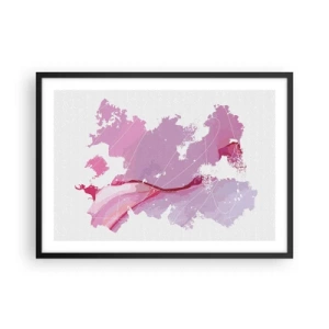 Poster in een zwarte lijst - Kaart van de roze wereld - 70x50 cm