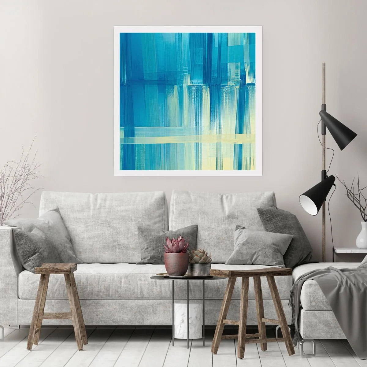 Poster - Compositie in turkoois - 60x60 cm