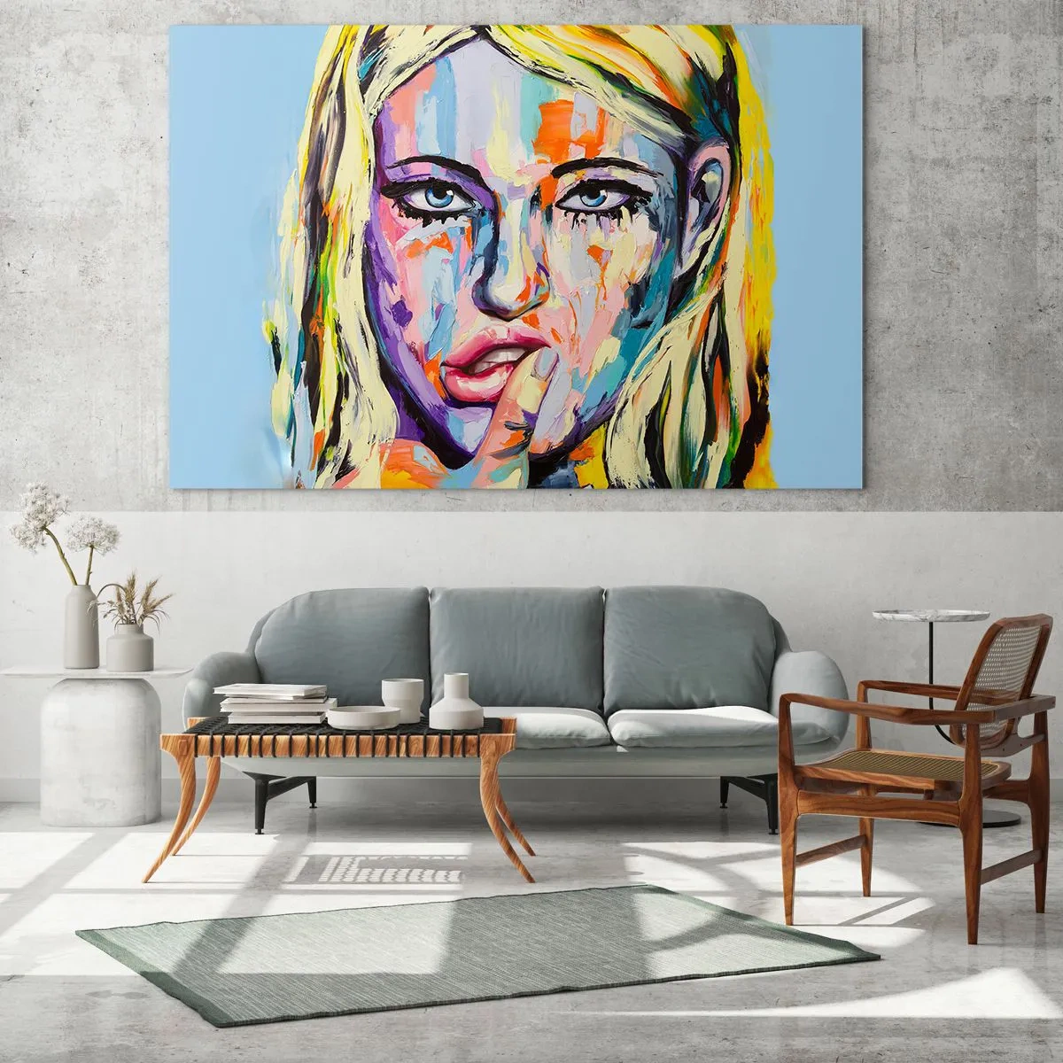 Schilderen op glas - Kijk haar recht in de ogen - 120x80 cm