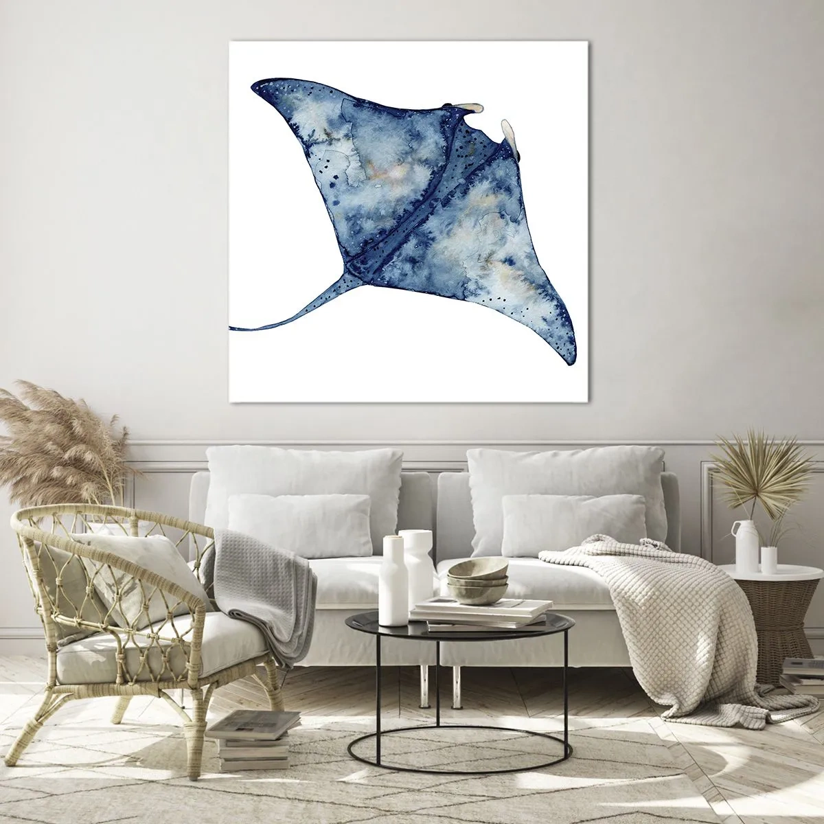 Schilderen op glas - Leven in blauw - 40x40 cm