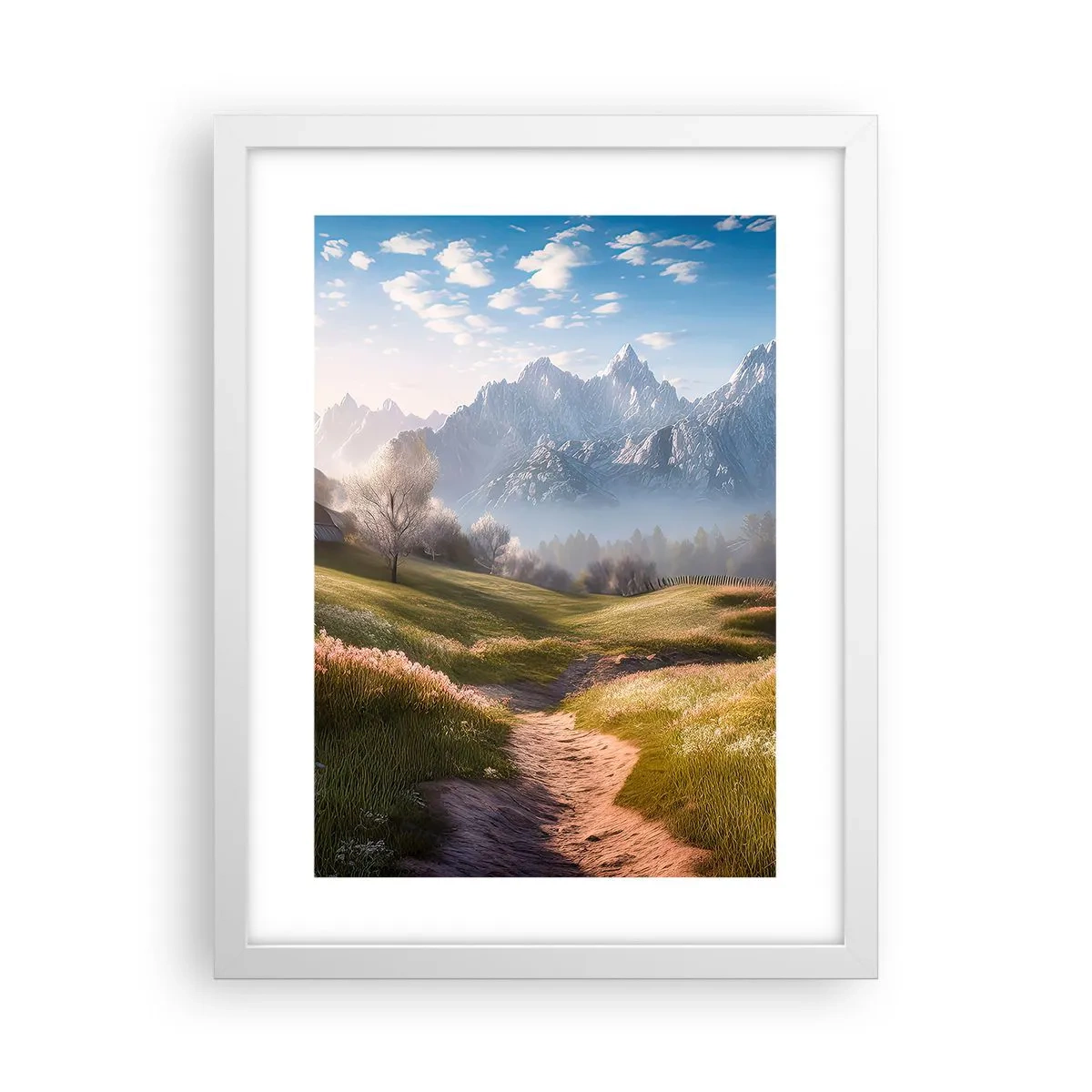 Poster in een witte lijst - Idyllische vallei - 30x40 cm