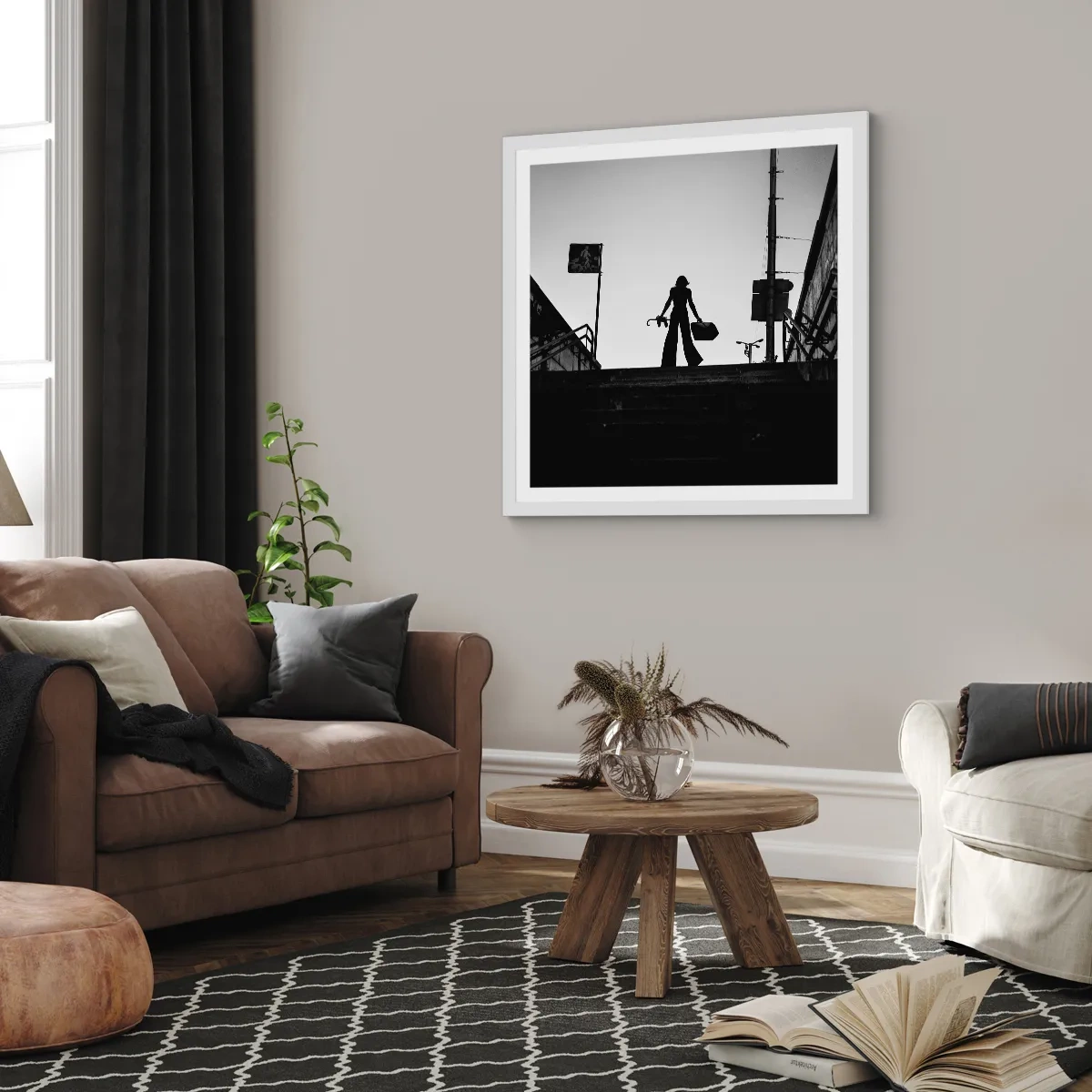 Poster in een witte lijst - Stedelijk dwalen - 50x50 cm