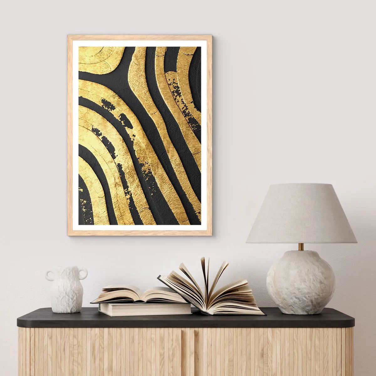 Een poster in een licht eiken lijst - Alles vloeit - 61x91 cm