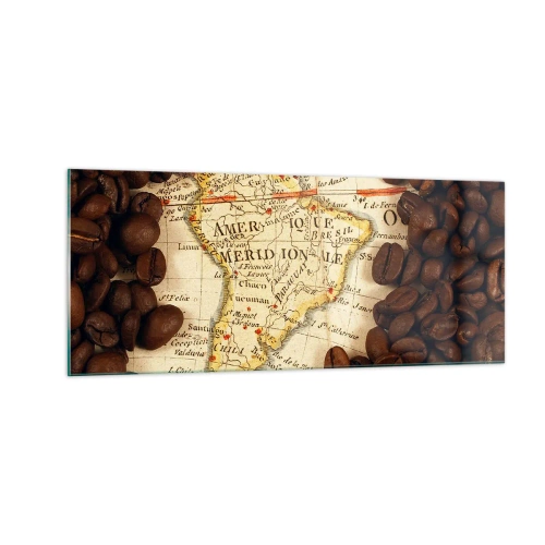 Schilderen op glas - Waar komt de beste koffie vandaan? - 100x40 cm