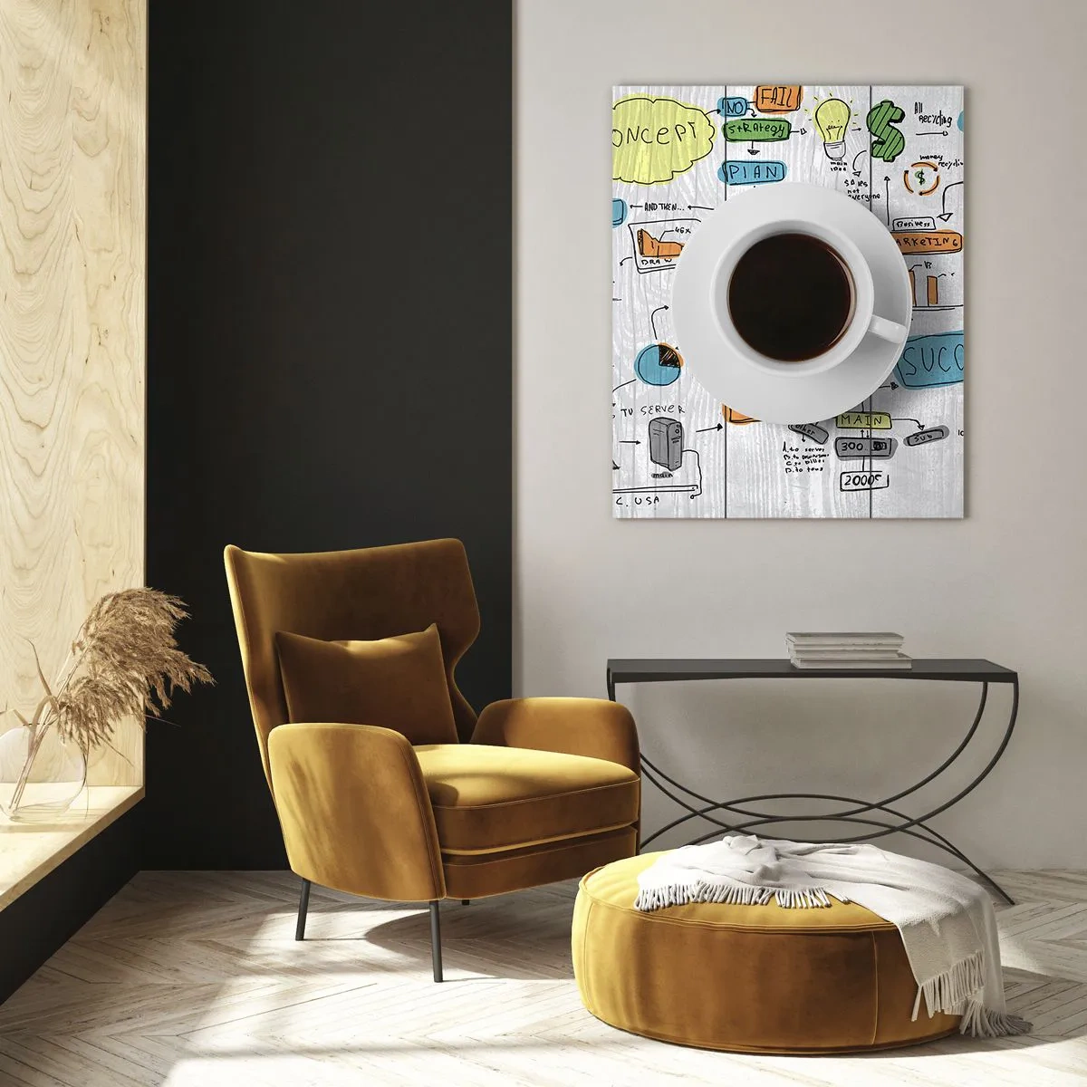 Schilderen op glas - Tijd voor een pauze - 80x120 cm