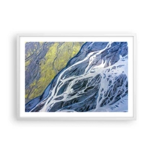 Poster in een witte lijst - Rotstekeningen van de natuur - 70x50 cm