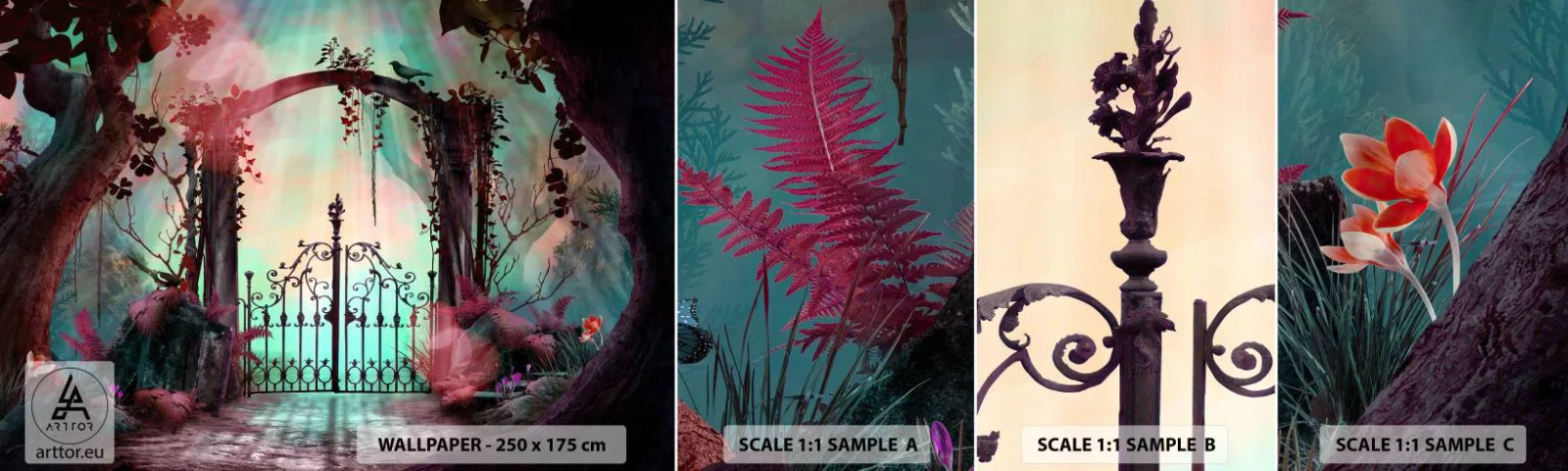 Fotobehang Staaltje Standard Eco - Geheime Tuin - Fantasie, Geheime Tuin, Sprookje - 100x30 cm