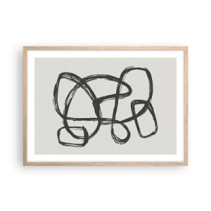 Een poster in een licht eiken lijst - Lusvormige abstractie - 70x50 cm