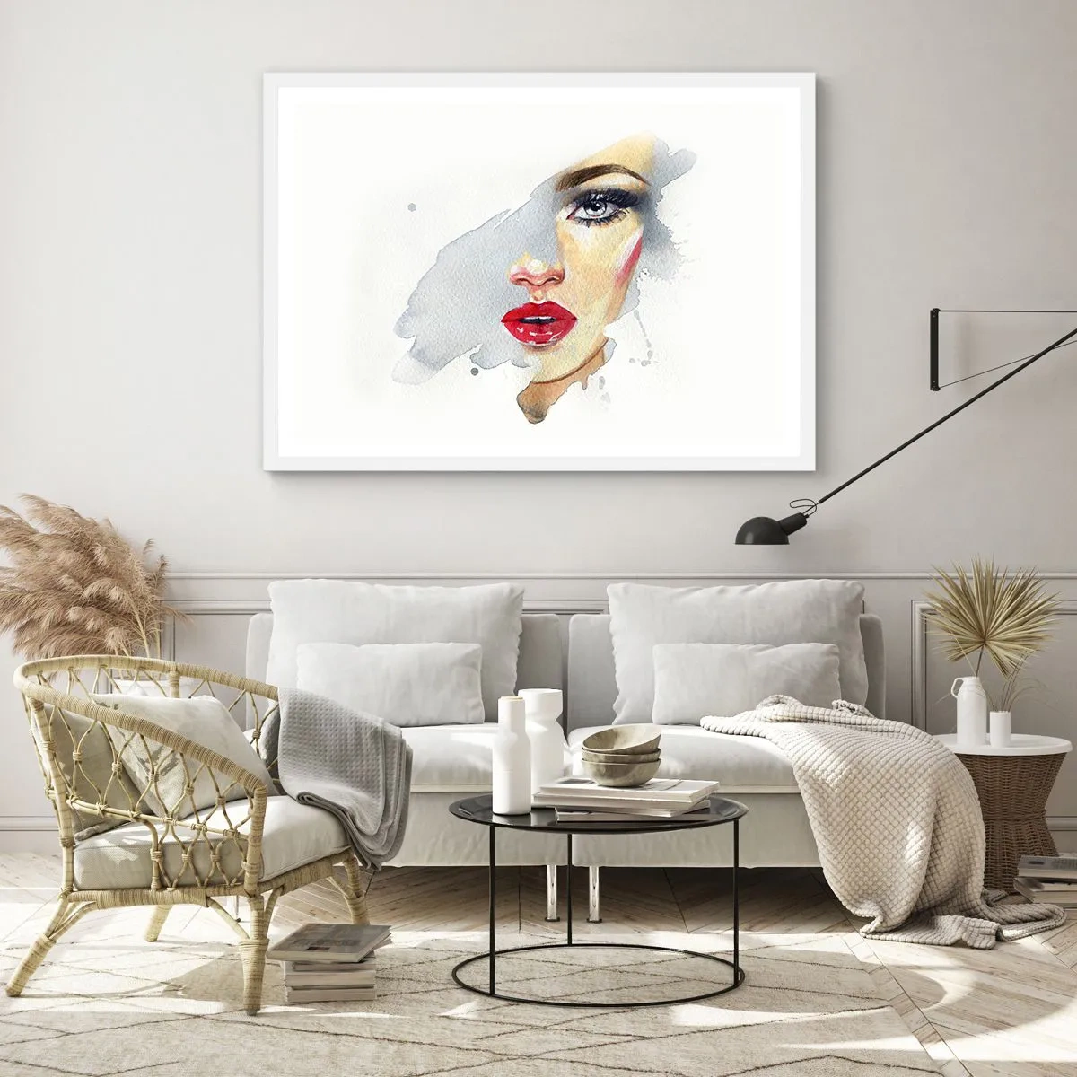 Poster in een witte lijst - Weerspiegeld in een druppel water - 40x30 cm