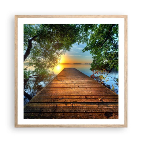 Een poster in een licht eiken lijst - Neem de tijd, ga zitten - 60x60 cm